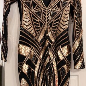 Black and Gold Sequin Dress